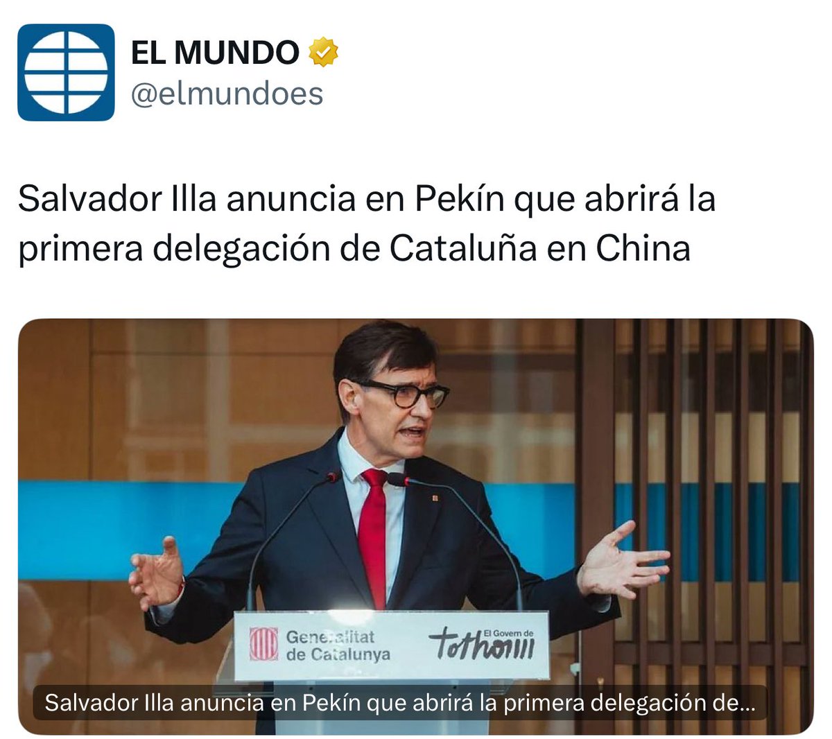 Ignacio Garriga (@igarrigavaz) on Twitter photo Illa cree que la falta de vivienda y el encarecimiento del coste de la vida son cuestiones secundarias.
El sentido de ser de su gobierno es el de consolidar la agenda del separatismo, aunque sea a costa de arruinar a los catalanes. Illa cree que la falta de vivienda y el encarecimiento del coste de la vida son cuestiones secundarias.
El sentido de ser de su gobierno es el de consolidar la agenda del separatismo, aunque sea a costa de arruinar a los catalanes.