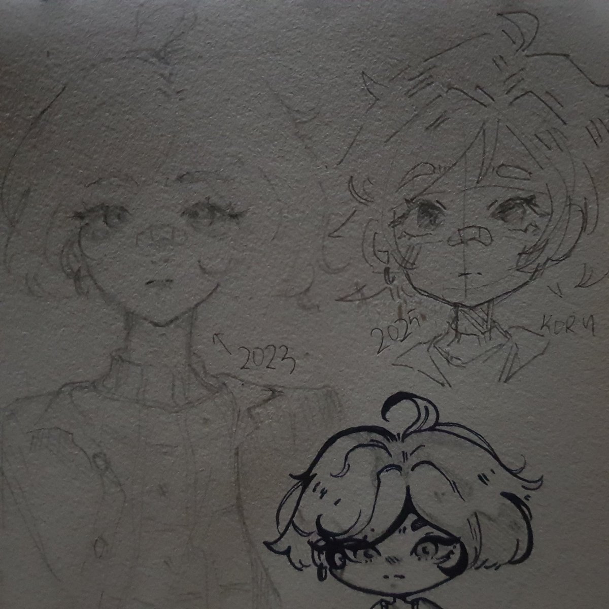 koruuu0's tweet image. my 2023 and 2025 art comparison hsgagehashkl
idk who this is, a forgotten oc maybe?? :3 he looks cute tho :333