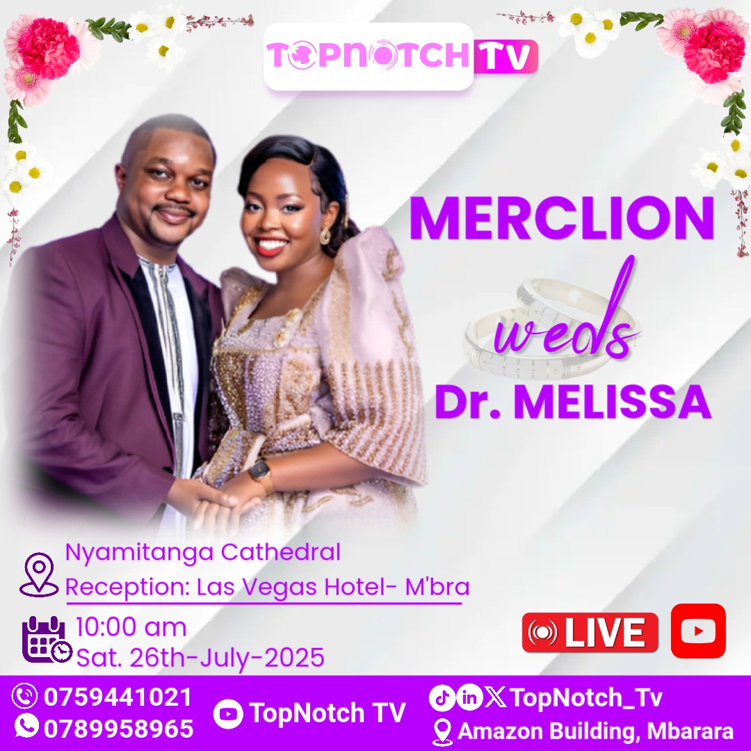TopNotchMedia_1's tweet image. This Sat, love goes LIVE.
Join us for the elegant wedding of #MerclionWedsMelissa streaming straight from:
Nyamitanga Cathedral Church
Reception at @LasVegasGardenH , Mbarara
Live from 10am on TopNotch TV
📺 Link 👉
youtube.com/watch?v=dTDWRF…
#TopNotchTV