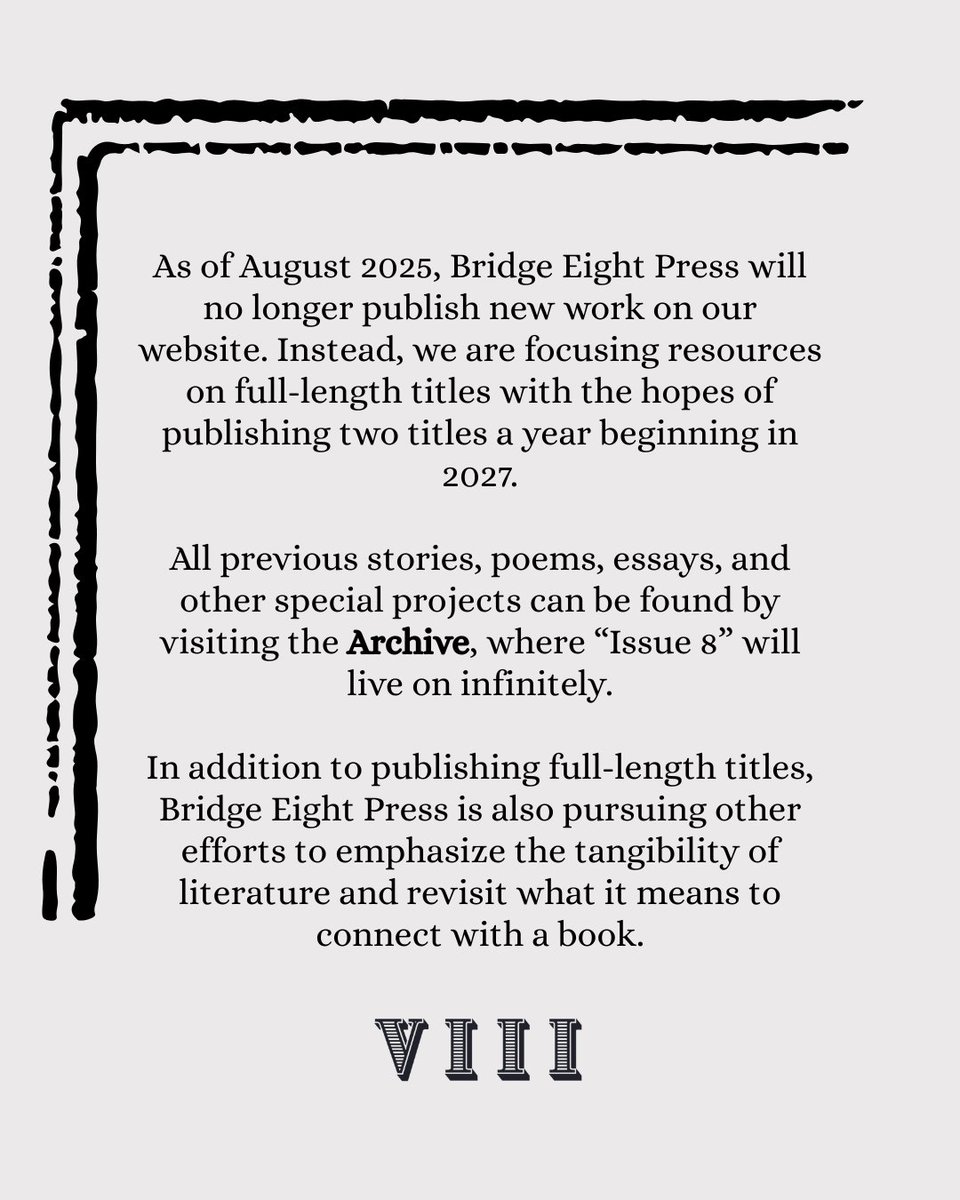 bridgeeight's tweet image. We&apos;re officially retiring the &quot;magazine&quot; of it all so we can focus on making real, tangible books.