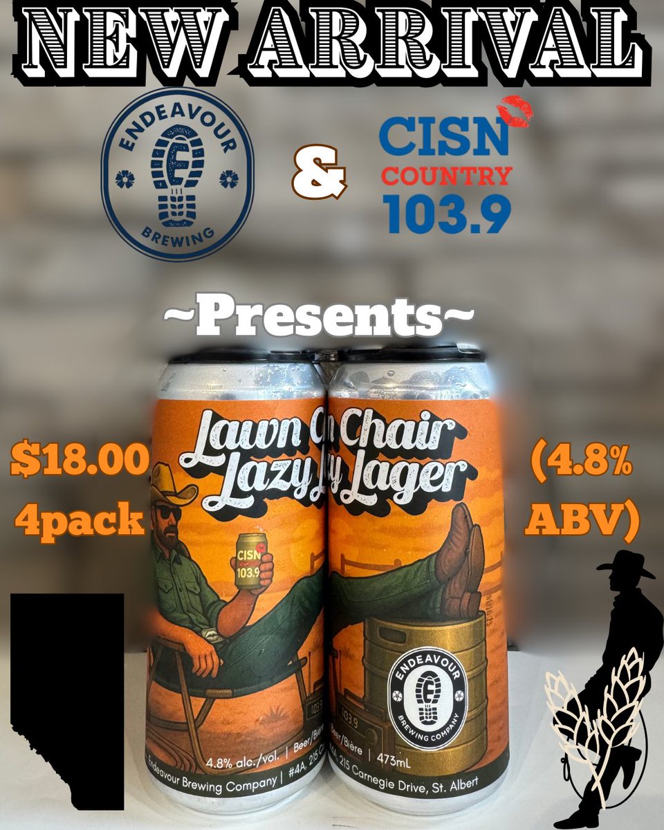 LPSpirits's tweet image. #HappyFriday
“ New Arrival, featuring @endeavourbrewing and special guest @CISNCountry: Who doesn’t love a lazy day? Come and check out the release of Lawn Chair Lazy Lager! “ #lazyday