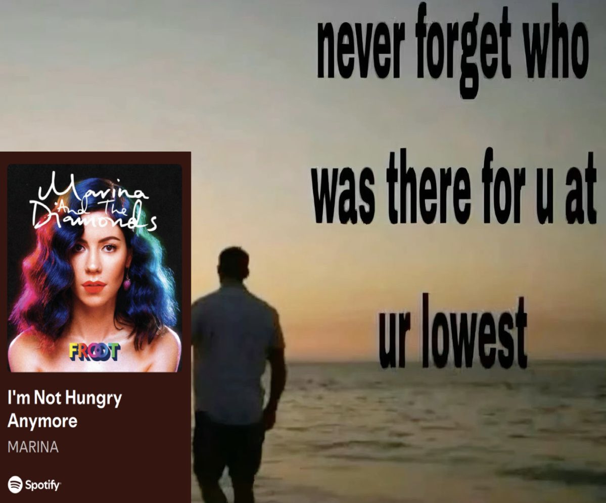 people were begging. she added it to her love + fear tour setlist. this wasn't enough we craved it more. 10 years of froot rolls around and marina finally had it with us. "here now leave me alone" she said before releasing the long awaited

 'I'm Not Hungry Anymore'