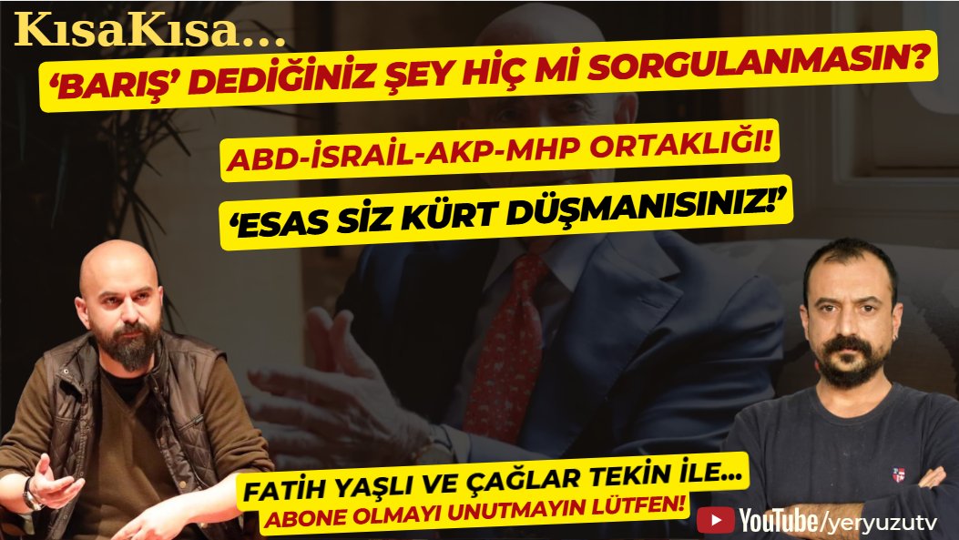 mcaglartekin's tweet image. KısaKısa...
''Barış' dediğiniz hiç mi sorgulanmasın?'
#FatihYaşlı (@fatih_yasli) ile...
youtube.com/watch?v=h1XVbi…
