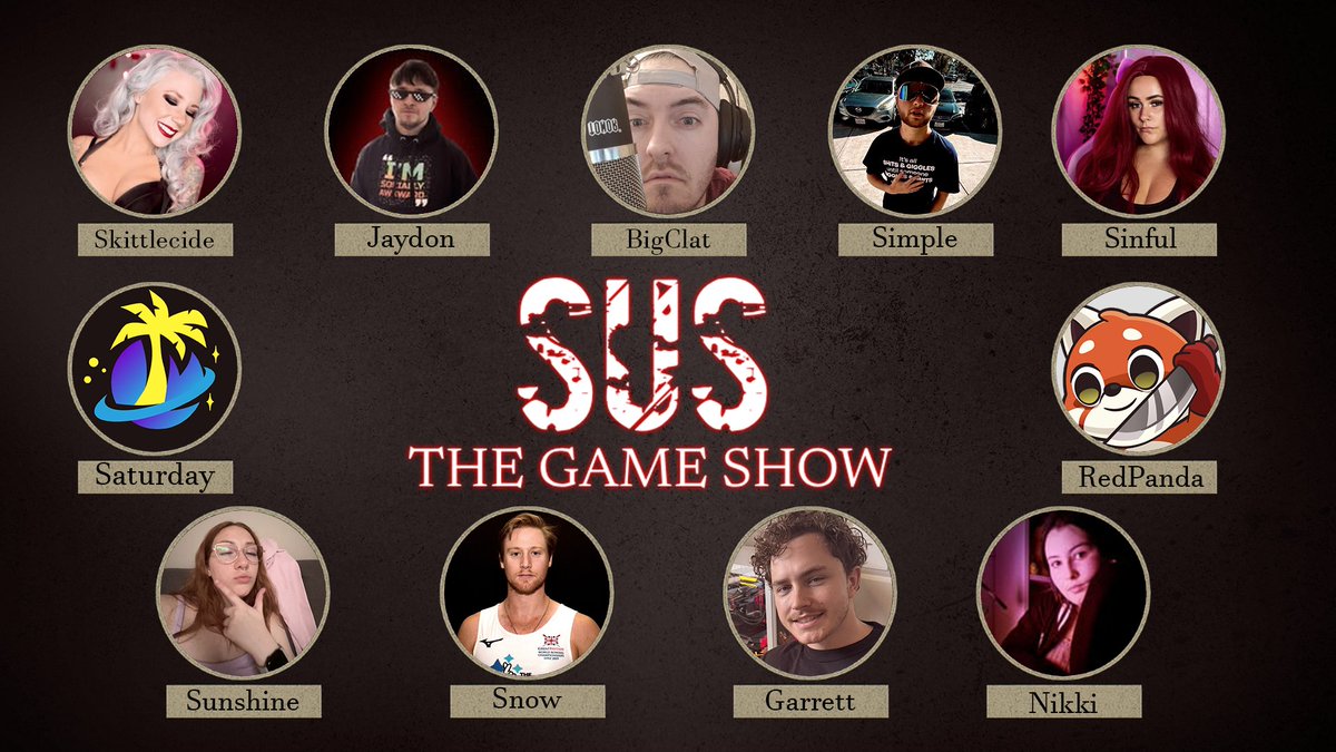 🕵️‍♂️SUS: THE GAME SHOW🕵️‍♂️
They’ve got alibis, lies, and killer smiles. Can you catch the culprits before they strike again?👀

📅DATE: Saturday 19th July
⏳TIME: 8pm (CEST)
🔗WHERE: twitch.tv/susthegameshow

Retweets🔁and Likes❤️appreciated!