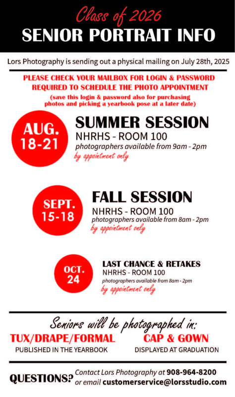 Senior Portrait Information! Have a nice summer Highlanders!