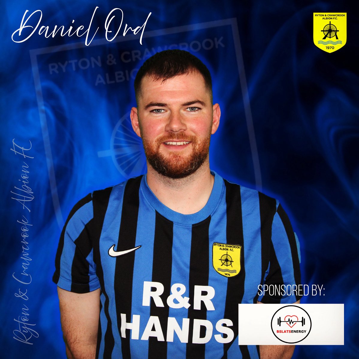 RACAFC1970's tweet photo. BSLATS Energy have sponsored Daniel Ord for the 2025/26 season!

🌐 https://t.co/QQjrpKPZV6

Thank you for your support! 

#RACA🔵⚫️ https://t.co/PAeVbxMByZ