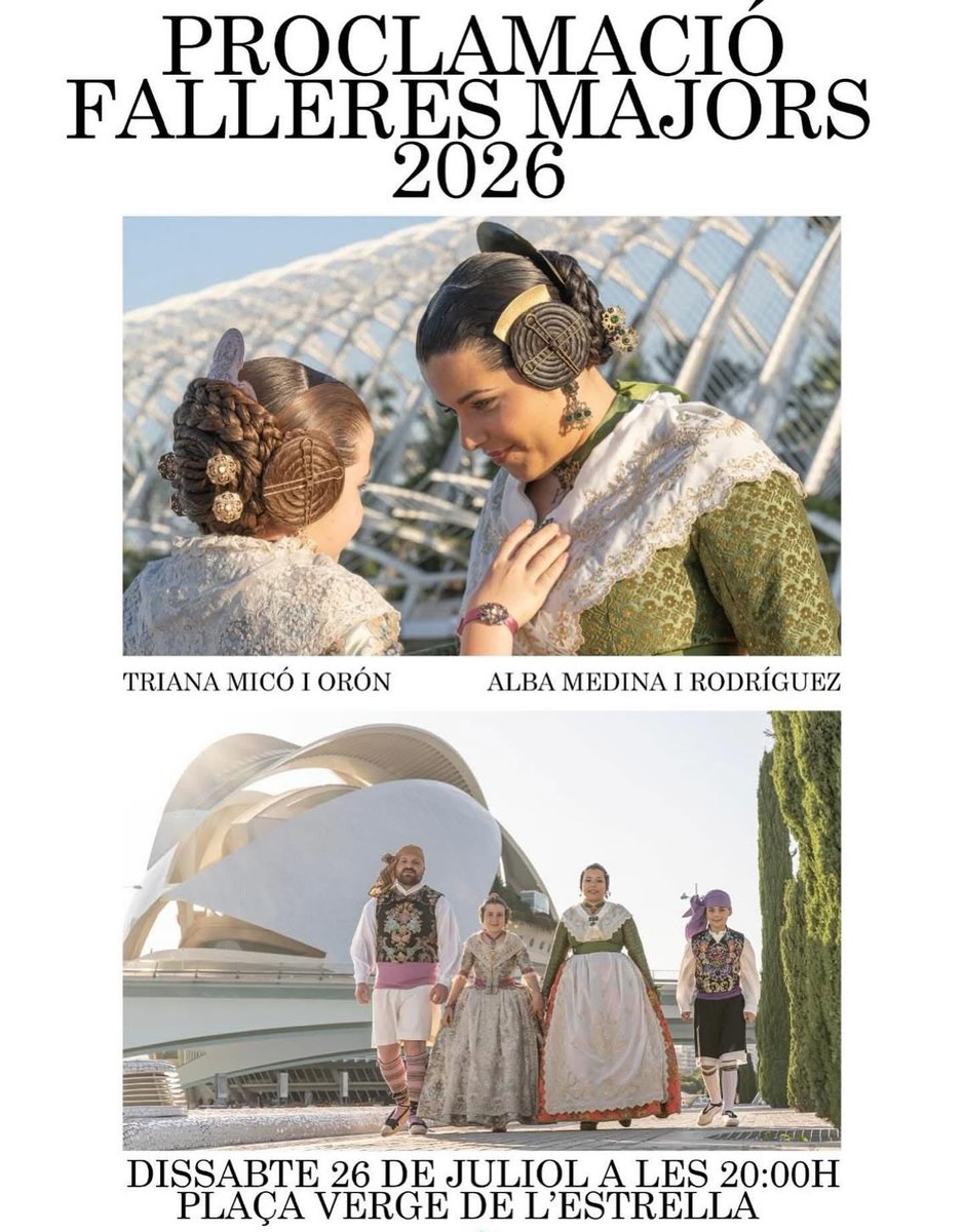 #Agenda Demà dissabte a la plaça la @falladegilet celebra la proclamació de les seues falleres majors i president infantil

#FallaDeGilet #Falles26