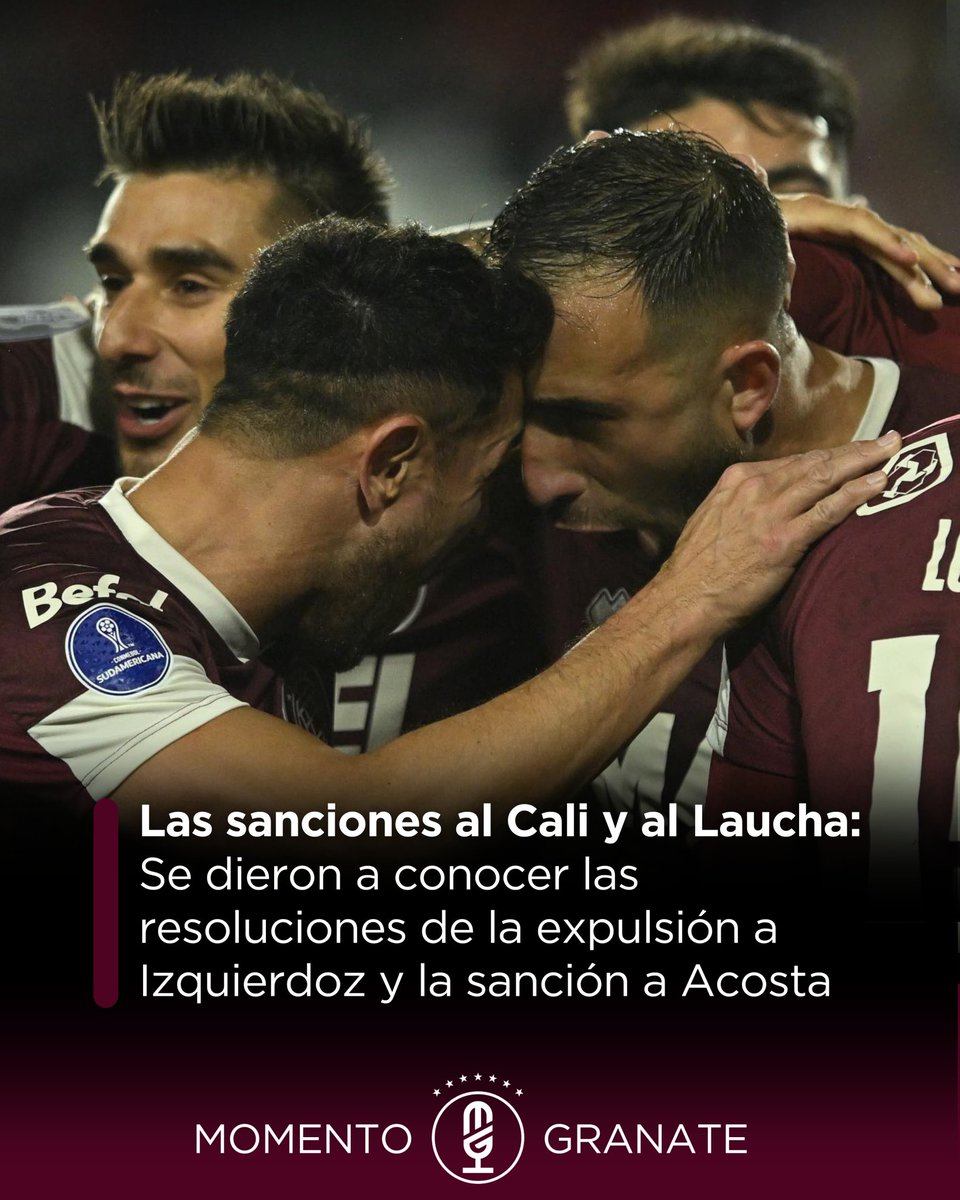 🚨 El tribunal de disciplinas sacó a conocer las resoluciones para Lautaro Acosta y Carlos Izquierdoz. 

✅ El Laucha podrá estar en Junín, ya que se le levantó la sanción provisoria.

‼️Por su parte, al Cali le dieron una fecha y podrá regresar ante Talleres.