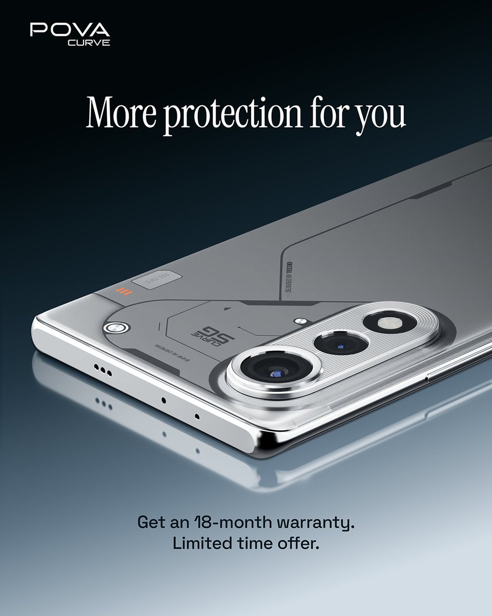 With a great device comes great warranty.

Enjoy 18 months of extended coverage with POVA Curve 5G. Offer valid till 31st July 2025.

Get yours now ➡️ knw.one/povacurve

#POVA | #POVACurve5G