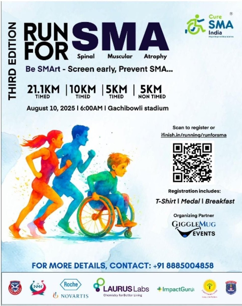 Indian Coast Guard (@indiacoastguard) on Twitter photo #RunforSMA
Proudly led by a <a href="/IndiaCoastGuard/">Indian Coast Guard</a> Veteran & <a href="/curesmaindia/">Cure SMA Foundation of India 🇮🇳</a>, the 3rd edition of #RunForSMA is happening on 10 Aug 2025 at Gachibowli Stadium, #Hyderabad.
Join this Run of hope, purpose & awareness for Spinal Muscular Atrophy – a rare yet preventable genetic disorder. #RunforSMA
Proudly led by a <a href="/IndiaCoastGuard/">Indian Coast Guard</a> Veteran & <a href="/curesmaindia/">Cure SMA Foundation of India 🇮🇳</a>, the 3rd edition of #RunForSMA is happening on 10 Aug 2025 at Gachibowli Stadium, #Hyderabad.
Join this Run of hope, purpose & awareness for Spinal Muscular Atrophy – a rare yet preventable genetic disorder.