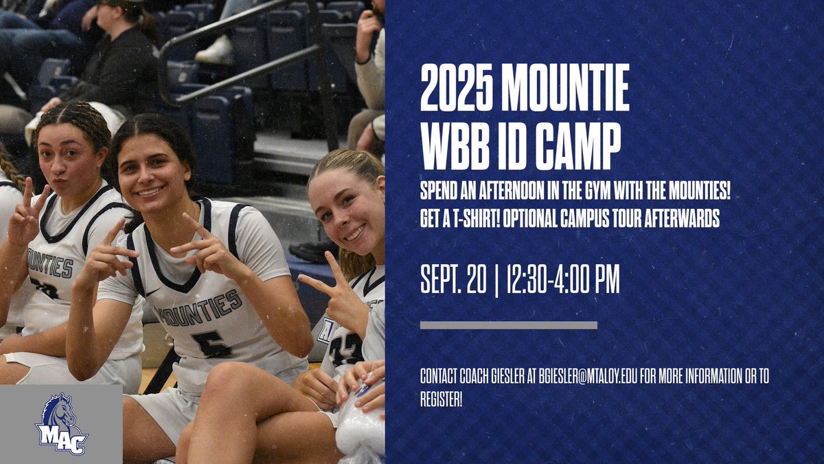 Future Mounties… here’s your chance to get on campus with our team and coaches! It’s a great chance to get to learn more about our program and see what it’s all about! Reach out to <a href="/coach_geese/">Brian Giesler</a> with any questions! Register at the link below!

form.jotform.com/221213815481045