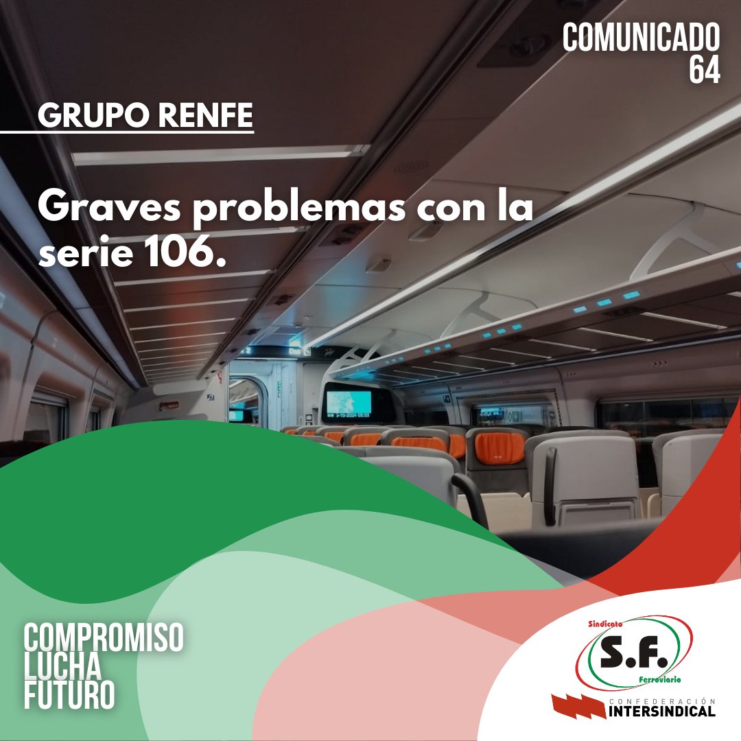 Sindicato Ferroviario (@sfintersindical) on Twitter photo 📢Comunicado 64: Graves problemas con la serie 106.
Pulsa en el siguiente link para acceder al comunicado➡️sindicatoferroviario.com/graves-problem…
📷 <a href="/jordiver/">Jordi Verdugo</a>
#SFcreciendoContigo #Adif 📢Comunicado 64: Graves problemas con la serie 106.
Pulsa en el siguiente link para acceder al comunicado➡️sindicatoferroviario.com/graves-problem…
📷 <a href="/jordiver/">Jordi Verdugo</a>
#SFcreciendoContigo #Adif