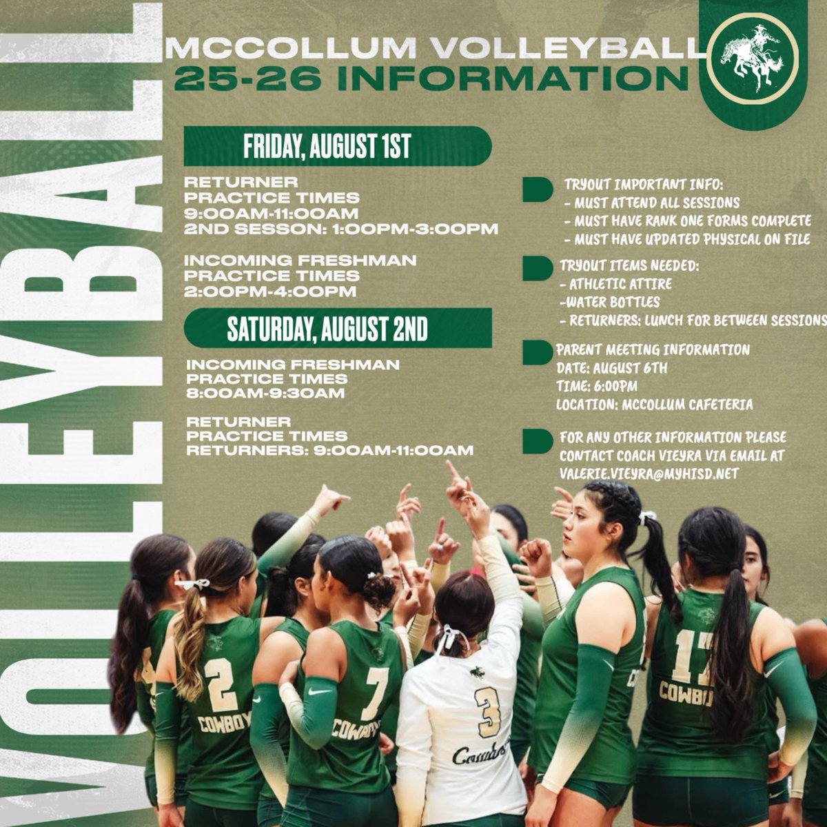 2025 Cowboy Volleyball Schedule. Swipe for upcoming important info and dates. #LetsRide