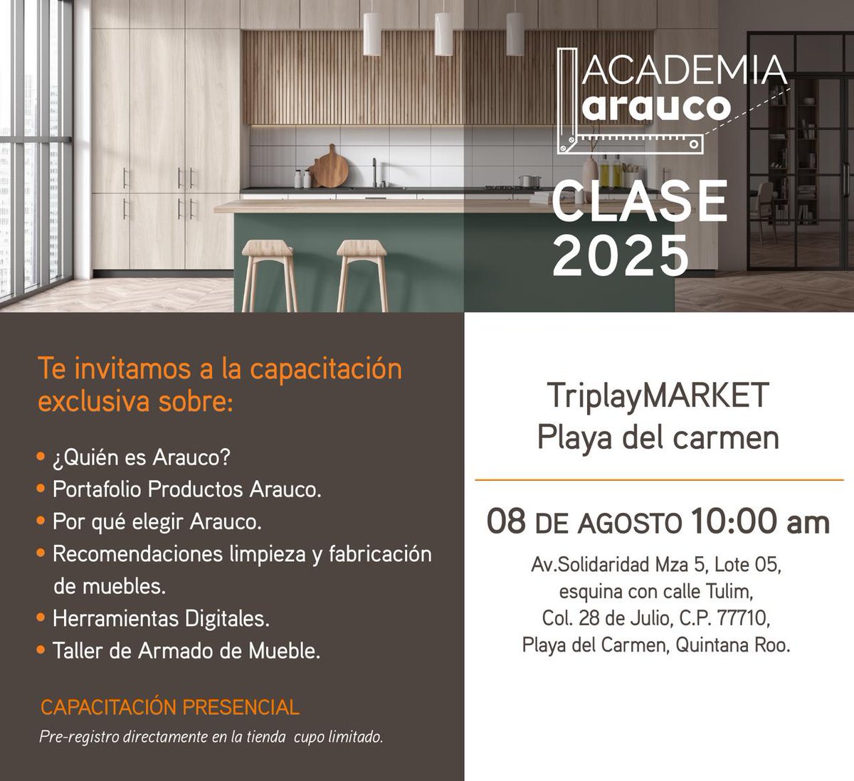 TriplayMarket's tweet photo. TriplayMARKET #Playadelcarmen invita a capacitación de #Arauco https://t.co/WX9v77zfze
