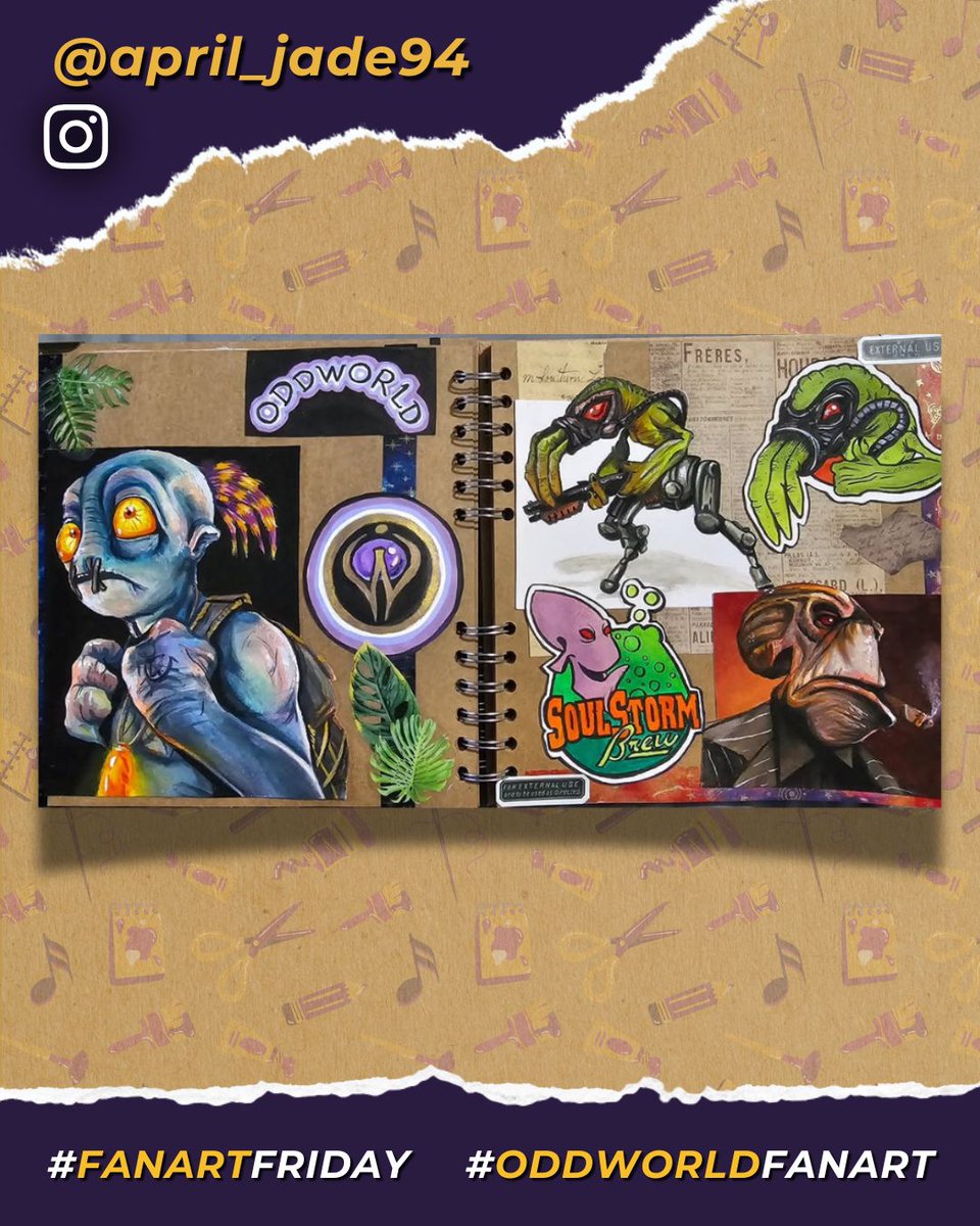OddworldInc's tweet image. Absolutely LOVING this Oddworld sketchbook page by april_jade94 on Insta! So many beautiful gouache paintings 🤩

Have you ever tried painting with gouache?

#FanArtFriday #OddworldFanArt