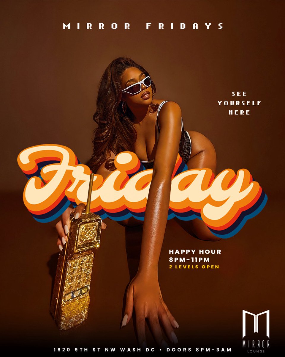 TaeSGE's tweet image. Pull Up To Mirror This Weekend
Happy Hour @ 8PM
Night Party @ 10PM
Drinks Start at $7 | Food Starts at $5
Hookah $25 Until 11PM
2 Bottles For $650 Special
For Tables (301) 613-8587
#MirrorFridays
#MirrorSaturdays
