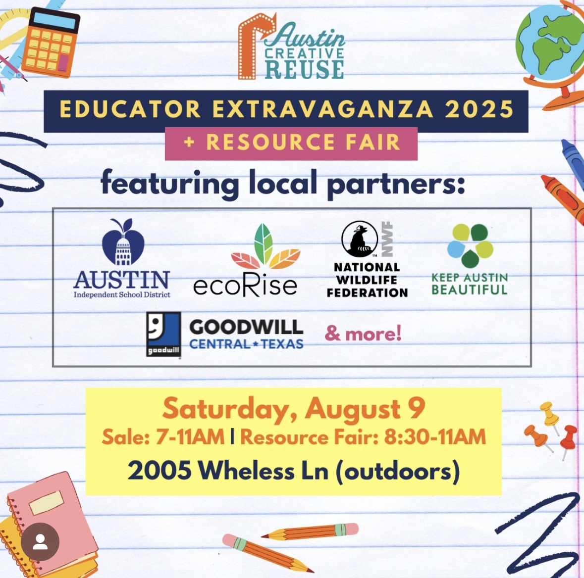 Austin ISD Green (@austinisdgreen) on Twitter photo We're teaming up with <a href="/AustinReuse/">Austin Creative Reuse</a> on August 9th from 7-11AM for their 3rd annual Educator Extravaganza with a new sustainability resource fair.✏️🎨♻️
See link in bio for more information! We're teaming up with <a href="/AustinReuse/">Austin Creative Reuse</a> on August 9th from 7-11AM for their 3rd annual Educator Extravaganza with a new sustainability resource fair.✏️🎨♻️
See link in bio for more information!