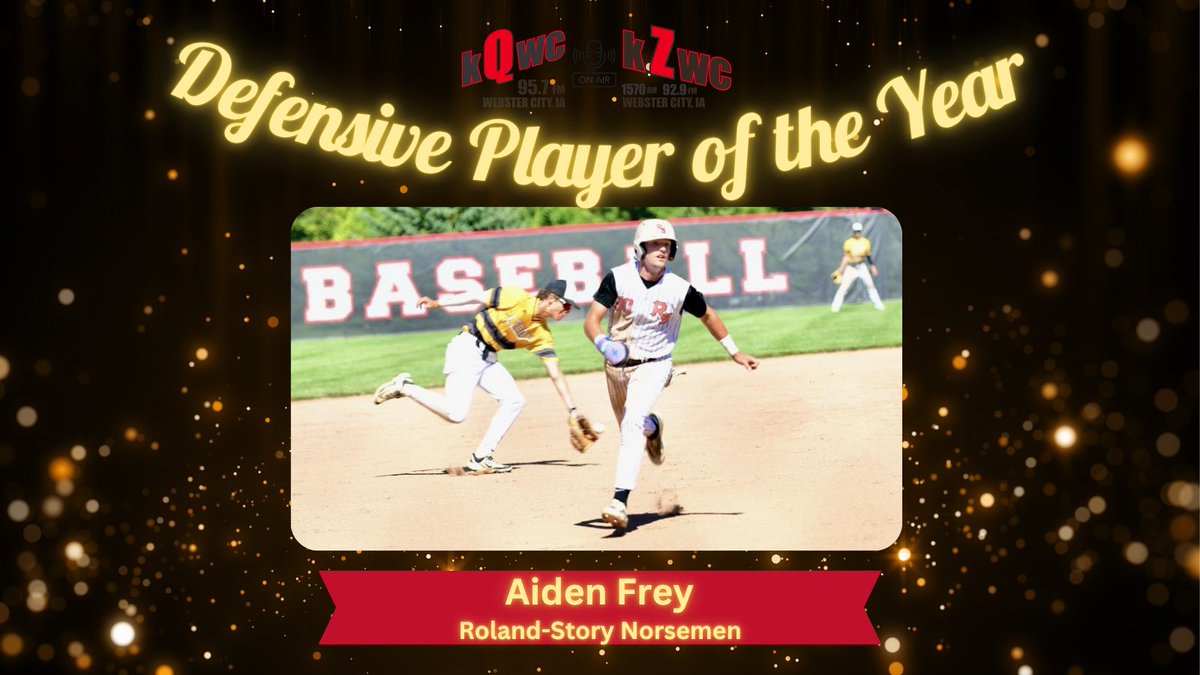 Our #kqradio Baseball Defensive Player of the Year is Roland-Story sophomore Aiden Frey.

Frey patrolled center field better than anyone in the HOIAC in 2025, with a fielding percentage of 1.000 with 40 putouts and 6 assists.

📸: Christie Thoreson

#iahsbb