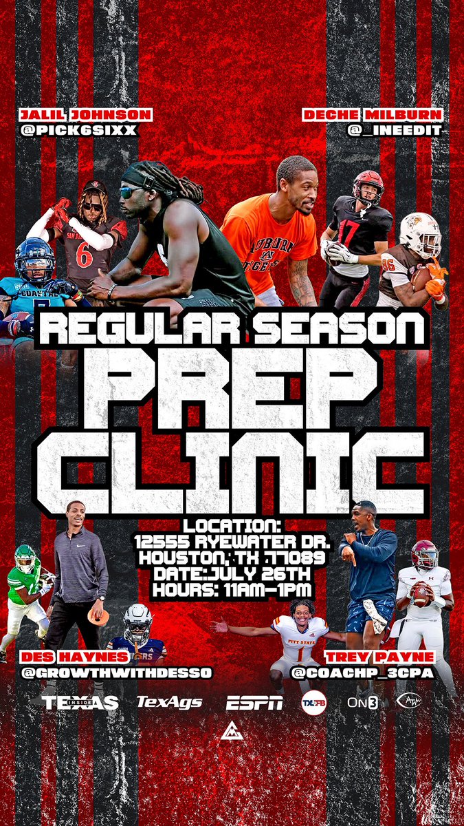 _iNEEDit_'s tweet image. Last day to pre register for the clinic tomorrow…! Great day to get some work before two a days, some good food and getting to network and meet some media members to grow relationships with…great opportunity for the “slept on” and “underdogs”… tap in any more details…!