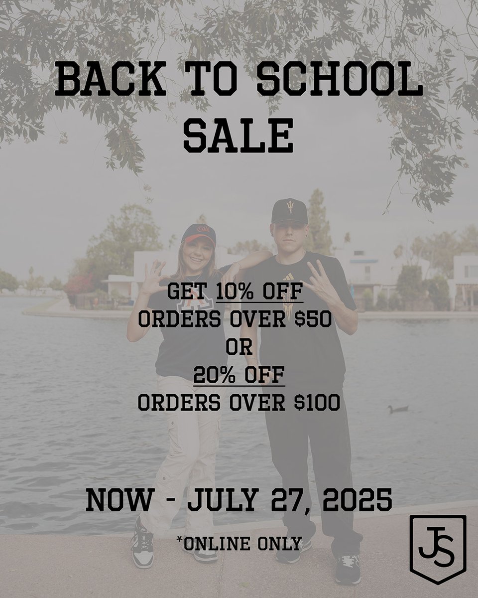 📚 Back to School, Just Sports Style 🧢
Class is almost in session—gear up with 10% off orders over $50 or 20% off over $100!
Now through July 27 — online only.

Rep your team. Start the year right. 

🔗 Shop now at shopjustsports.com
