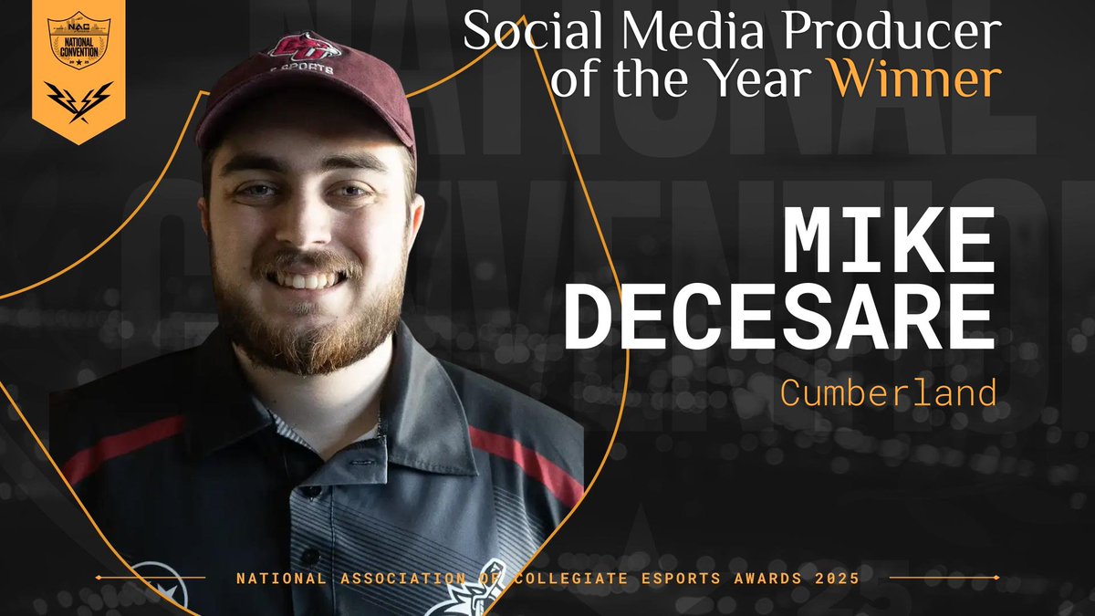NACEsports's tweet image. Immortalizing the best and brightest social media content...
The 2025 Social Media Producer of the Year:
@Osiren_ from @CUeSports21
Congratulations!