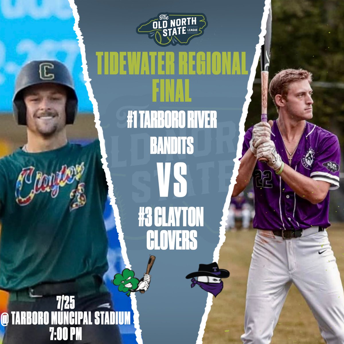ONSLBaseball's tweet image. 🏆 TIDEWATER FINAL 🏆

The top-seeded River Bandits host the #3 Clayton Clovers for a chance to hoist the Tidewater Regional Championship. 

Purchase tickets at each team&apos;s page or stream the game live at the link in our bio!

#ThisIsONSL #SummerStartsHere