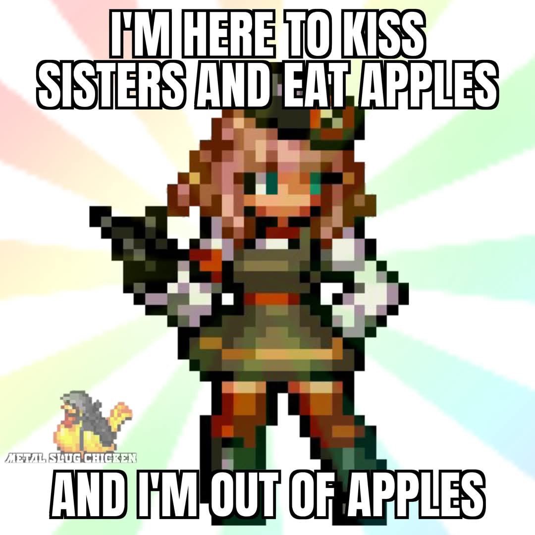 MemeSlugAttack's tweet image. Hey! Whatch out!!! Beatriz is out of Apples 🍎#MetalSlugAttack
#MetalSlug