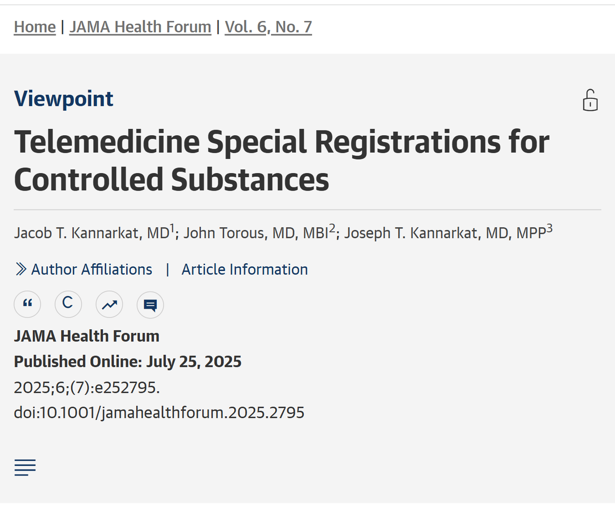 JAMAHealthForum's tweet image. Viewpoint: The @DEAHQ's proposed special registration pathways seek to balance #telemedicine prescribing flexibility with enhanced enforcement, despite challenges like state restrictions and data strategy improvements. ja.ma/3TXUoI1 @JohnTorousMD