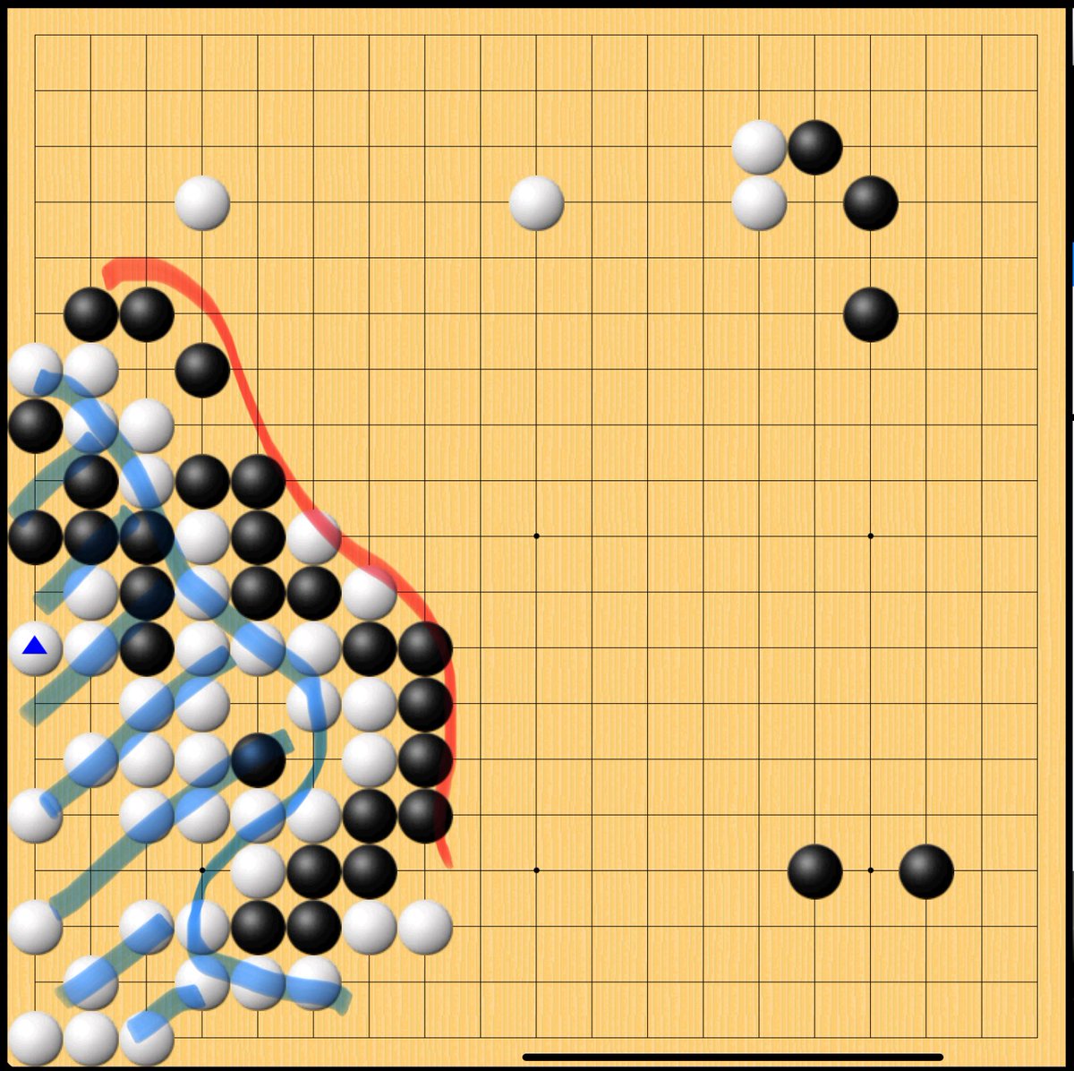 tamarin_syukatu's tweet image. 久々にネット碁。
左図:初っ端から左下取られる。
→す、捨てたのさ!この厚みと引き換えに!!
右図:なんか終盤に大優勢になる
→そ、想定通り!!!