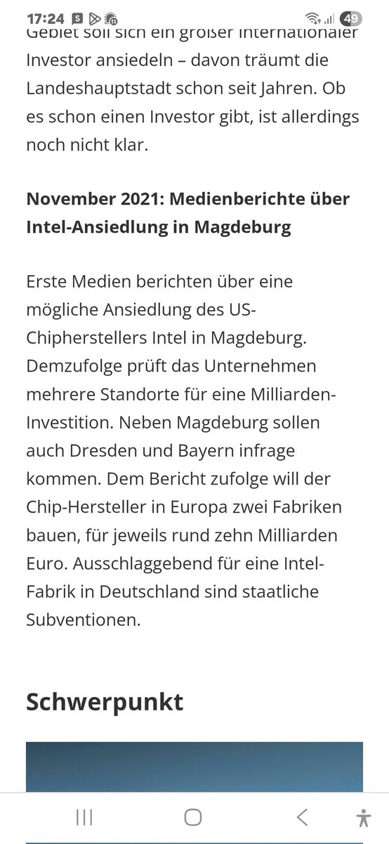 Für alle, die #Habeck mal wieder als Versager framen wollen. Intel-Standort Magdeburg wurde voran getrieben,  bevor Ampel im Amt war. Sachsen-Anhalt (CDU-geführt) hatte großes Interesse. Ebenso Stadt Magdeburg. Quelle Internetseite des MDR.