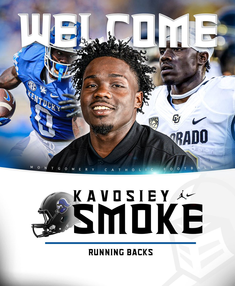 MCPKnightsFB's tweet image. Montgomery Catholic Football is excited to announce Kavosiey Smoke as the new Varsity Running Backs Coach! Coach Smoke was an explosive back for the University of Kentucky & the University of Colorado. Welcome Coach Smoke!
#EPE #FridayKnightLights #GoKnights
