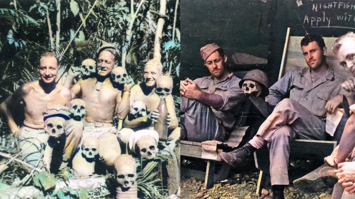 AbbasiJuan's tweet image. >The Aztecs were savages beyond redemption for making towers of skulls, says the racist.
>American soldiers in the last century.