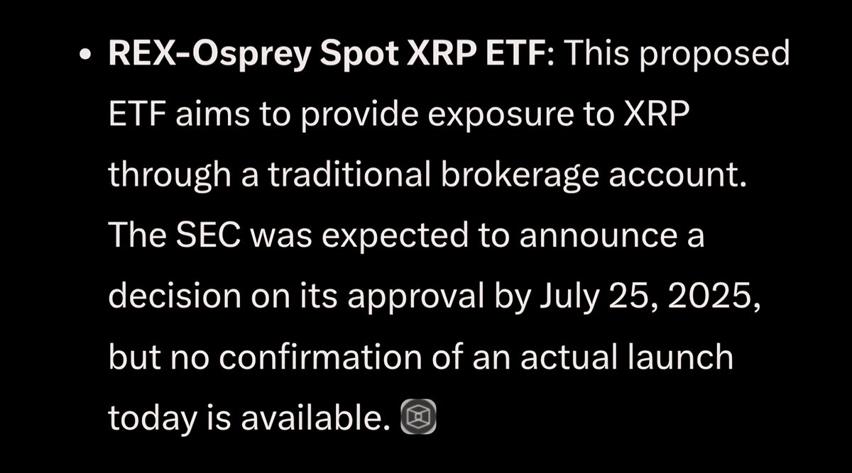 🚨 🚨 BREAKING NEWS: The US SEC is expected to announce a decision on Rex  Osprey Spot XRP ETF today, July 25. 📃 🪙 💰 🇺🇸 All eyes on SEC today. 👀  #XRP #RLUSD #XRPETF 💎 💎 💎 💎 💎 💎 💎 💎 💎 💎