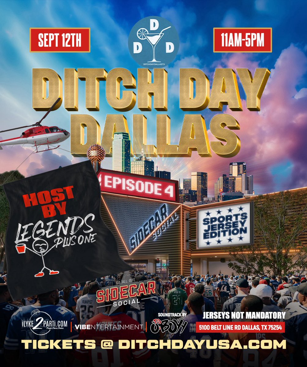 beautifullmee4's tweet photo. Major Annoucement: Welcome @LegendsPlusOne to the official Ditch Day Dallas team! September 12th we are taking things to a different level! Come out and rep your favorite jersey! Football season is back! @WhiteCoatShawty @FreddieC_ https://t.co/arjs92NWll