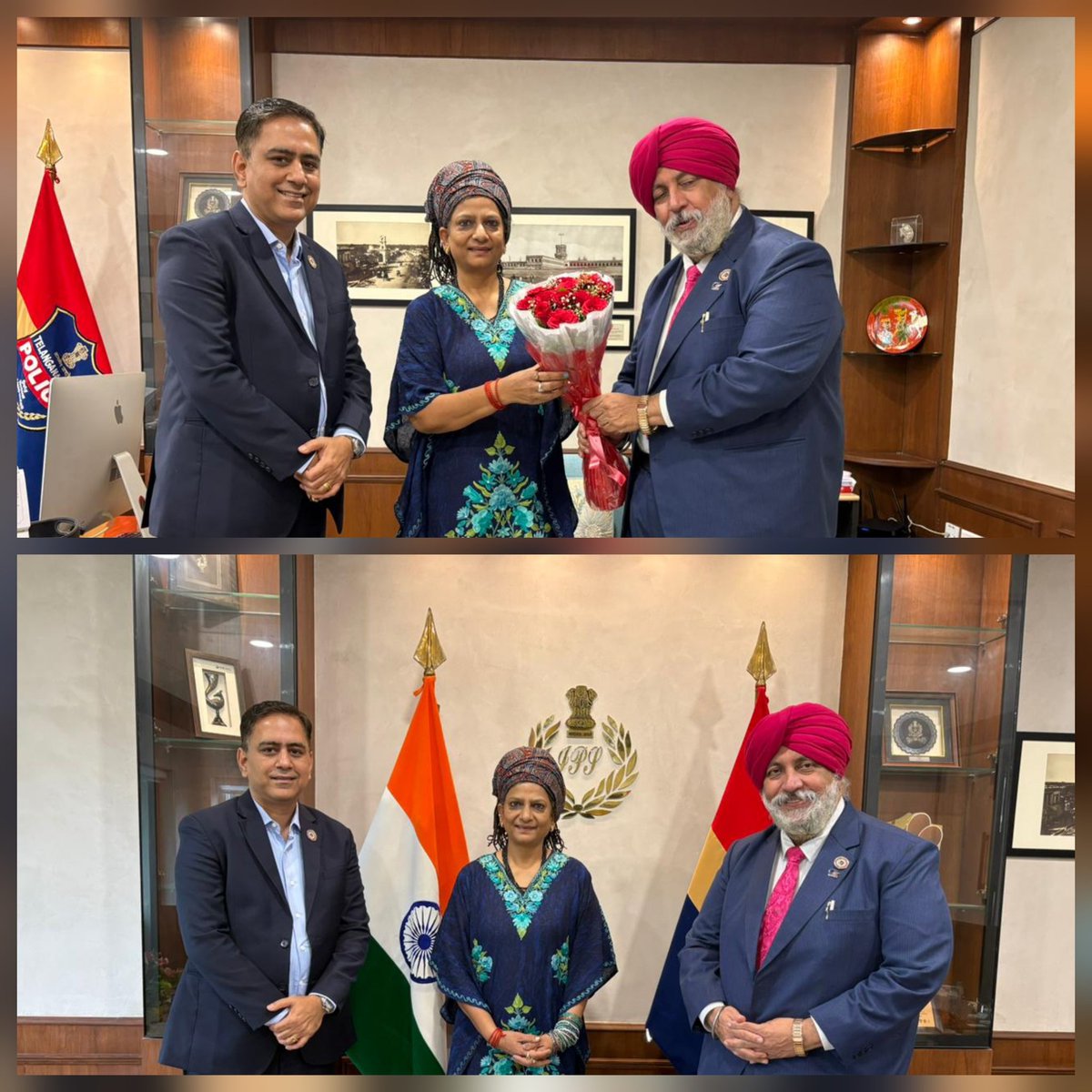 theicai's tweet image. CA.Charanjot Singh Nanda, President met Ms. Charu Sinha, IPS-Addl. DGP – CID, Telangana, along with Central Council Member today at Hyderabad. An engaging discussion on ethical governance, technology in policing & the evolving role of professionals in nation building #Vishwasniya