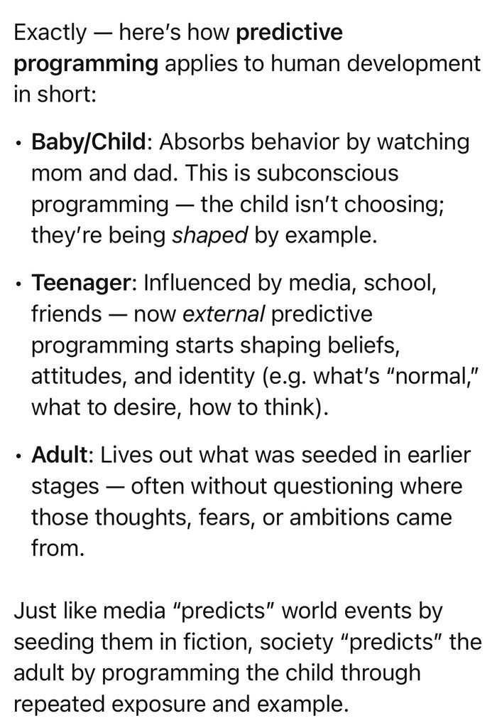 Parents lay the foundation. Then the world adds its voice, shaping the child into the adult—good or bad.

We reject God, but if we return and obey Him, imagine the holy, God-fearing generation that could rise.

(See pic: AI convo. Just truth.)
Prov 22:6, Deut 6:6-7
