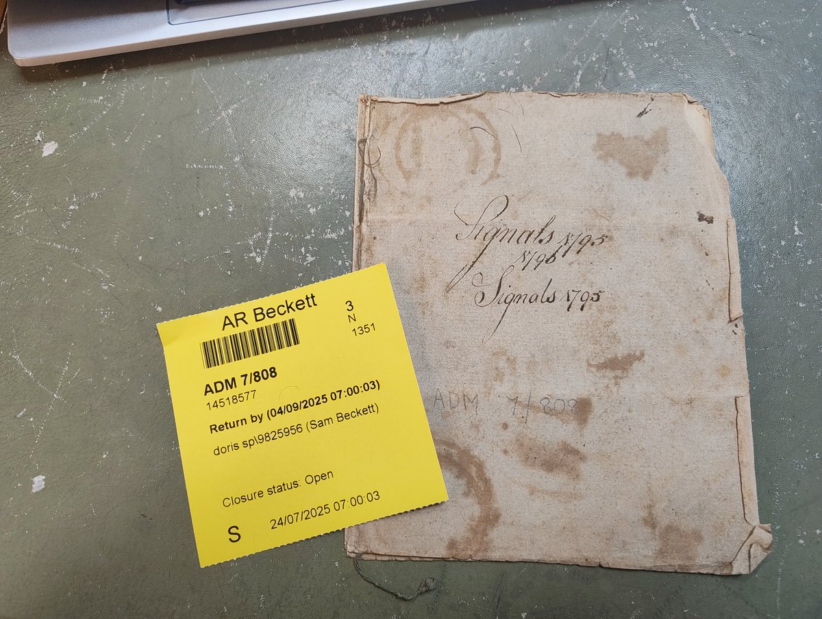 DockYardWall's tweet image. Still can't believe I'm allowed to handle these items let alone read them!
Original signal book from 1795.