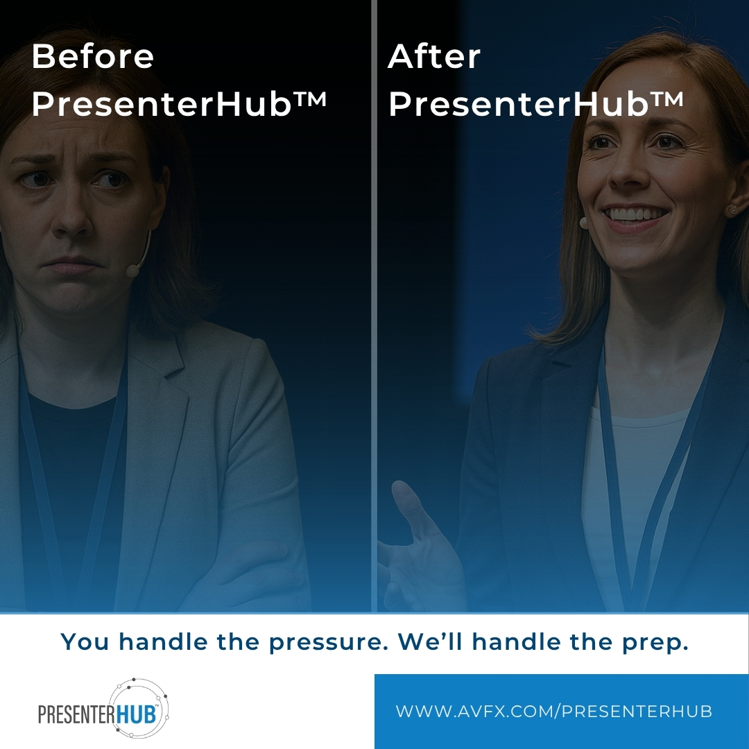 Before PresenterHub™:
💬 “What’s the order again?”
📎 “Who has the file?”
😩 “They’re not even mic’d yet…”

After PresenterHub™:
✅ Confidence
✅ Clarity
✅ Control
You handle the pressure. We’ll handle the prep.
hubs.ly/Q03wfGqc0