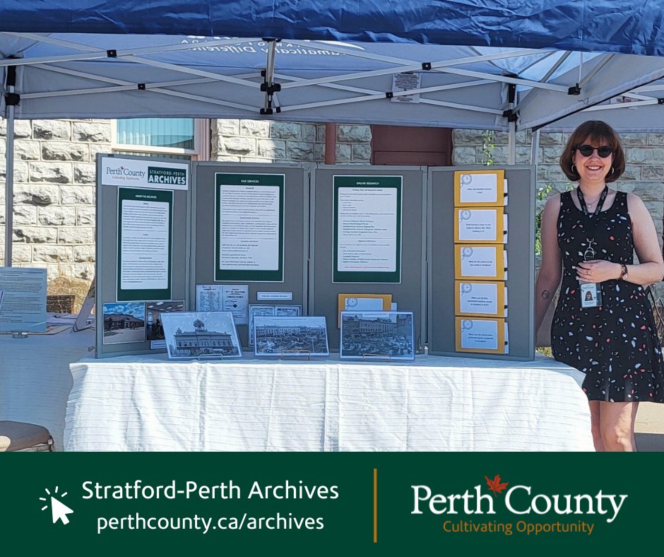 Perth County (@perthcounty) on Twitter photo Did you check out Stratford’s “History Alive!” event on July 19? If you did, you probably spotted one of our Assistant Archivists at the booth for the Stratford-Perth Archives! We shared some old photographs of Stratford’s City Hall and historical trivia. archives@perthcounty.ca Did you check out Stratford’s “History Alive!” event on July 19? If you did, you probably spotted one of our Assistant Archivists at the booth for the Stratford-Perth Archives! We shared some old photographs of Stratford’s City Hall and historical trivia. archives@perthcounty.ca