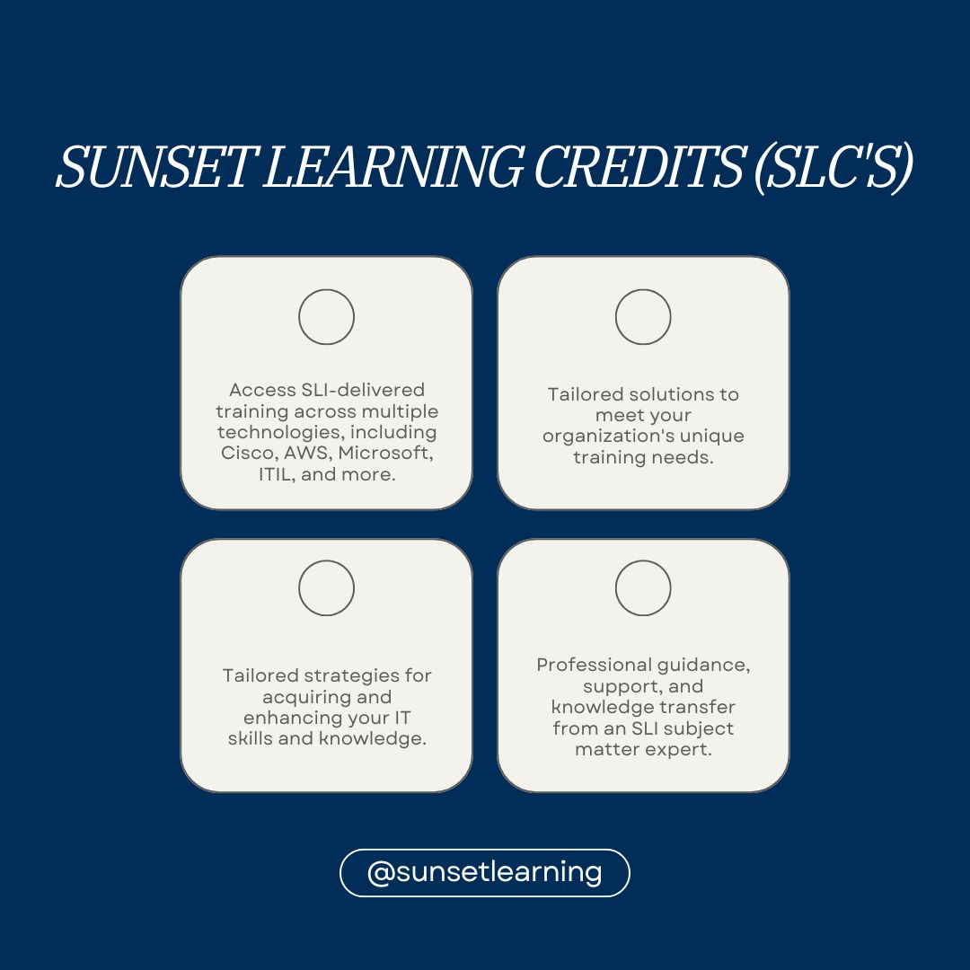 Sunset_Learning's tweet image. Use Sunset Learning Credits to enhance your learning experience with top-tier courses, development services, learning consulting, and mentoring services.
sunsetlearning.com/sunset-learnin…