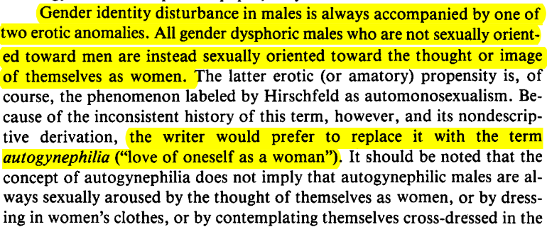 orlando_woolf2's tweet image. Dr. Upton appears to have autogynephilia, according to research and the DSM-5.
The medical profession refuses to mention this, and instead promote the fantasy that Dr. Upton has a female "gender identity".
The medical profession is to blame for so much of this madness.