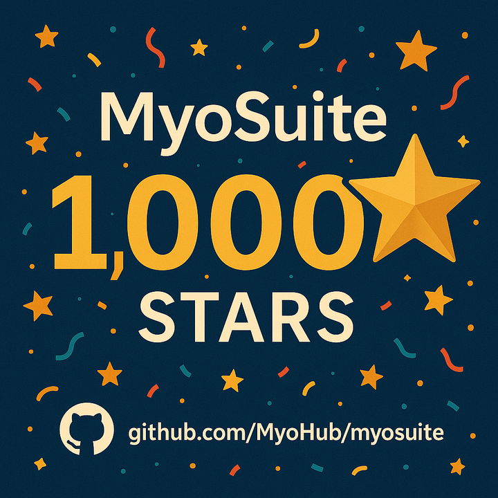 MyoSuite's tweet image. 💫 Woohoo! 
🥂This one is for the amazing community behind #HumanEmbodiedIntelligence