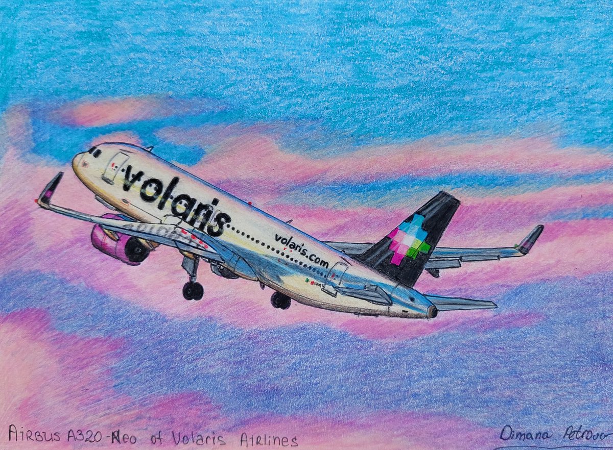 AircraftBy's tweet image. Airbus A320neo of @viajaVolaris taking off for its next destination 🛫
The aircraft has been drawn almost three years ago when I was a beginner and today I&apos;ve improved the details with more vibrant and realistic colours. 🩷🛫
Photographer: unknown 
#viajaVolaris #flyVolaris