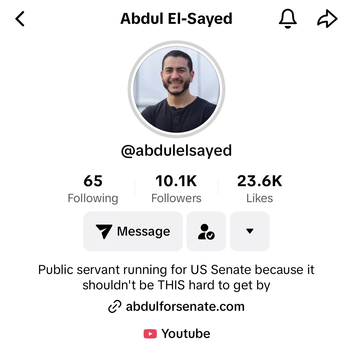 roxierichner's tweet image. .@AbdulElSayed hits over 10k on TikTok this morning. Largest following of any #MISen candidate.