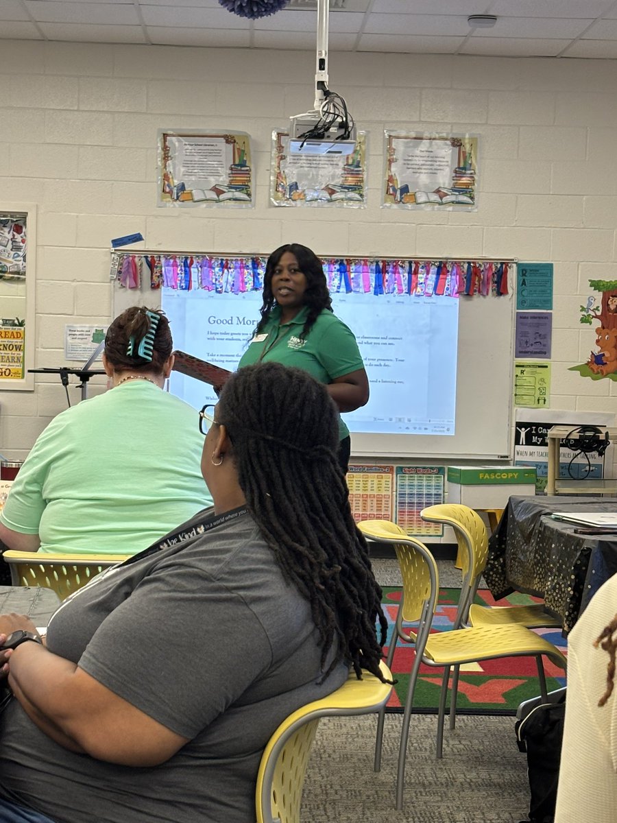 Thank you <a href="/LaTosha0131/">LaTosha Allen</a>, our Mental Health &amp; Wellness Facilitator for the refresher on ‘Mindset’ and deescalation techniques to support our Hornets and one another! #HamptonProud <a href="/HES_HCS/">Hampton Elementary School</a> <a href="/michellewil2/">Michelle Williams</a> <a href="/mrsj_cohen/">Mrs. Janae' Cohen, Ed. S.</a> <a href="/missasu98/">Joycelyn Jackson</a>