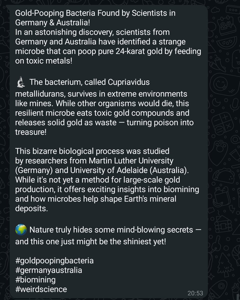 dtarian04's tweet image. Scientists have discovered a route to cheap #Gold
And this has been discovered in this bacteria's ass.
#bearish
#WhatsappUniversity
