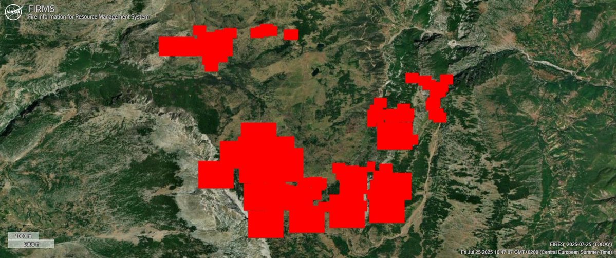 Wildfires spread rapidly: 29 hotspots/24 hrs, 10 active. Areas like Lurë-Mali i Dejës National Park, Kardhiq–Rrezhomë, Dishnicë–Moravë, Kapshticë and other areas were severely affected. 
Urgent action needed: authorities, citizens, communities must unite to protect life &amp; nature!