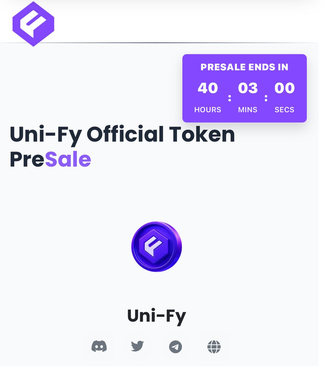 UniFy_io's tweet image. The first round of Uni-Fy Presale will be closing in 40 hours or less!
The timer will tell you how long you have left..👀
All investors who invest at this stage will receive a 3x multiplier on your $UNFY token airdrop at TGE 👀
Yes that’s 3x your initial investment no matter…