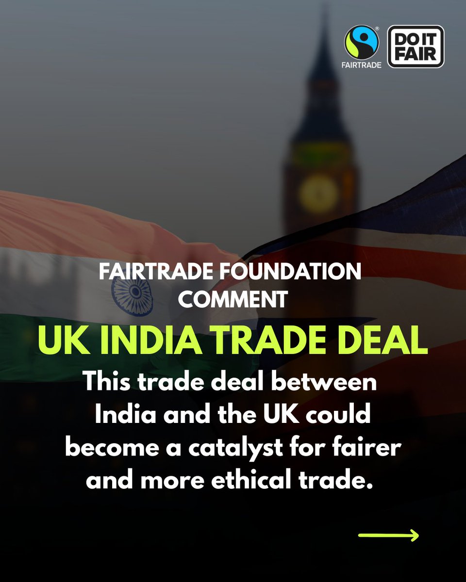 FairtradeUK's tweet image. 🇬🇧🤝🇮🇳 The UK-India trade deal could be a turning point for fairer trade. But tariff cuts must translate into better incomes for Indian farmers.
Read our comment 👀 shorturl.at/umBsx
#FairTrade #UKIndiaTrade #DoItFair #Fairtrade