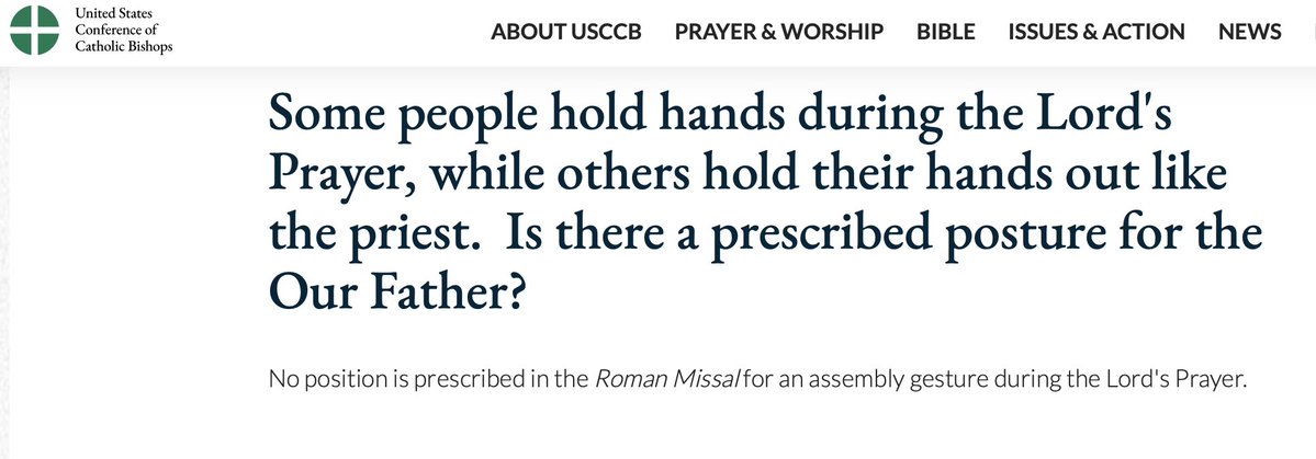 _CatholicWest's tweet image. USCCB says there is no prescribed posture during Pater Noster